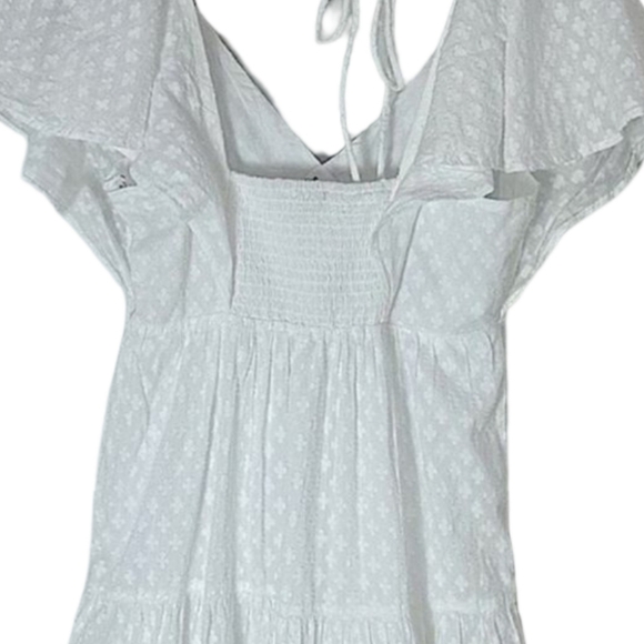 NWT Madewell White Crinkled Georgette Maxi Dress V-Neck Flutter Sleeves Size 8 - Picture 14 of 16